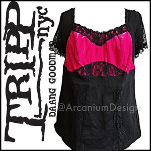 ❌SOLD Tripp Corset Mall goth punk Gothic milkmaid pinup bondage vampire velvet